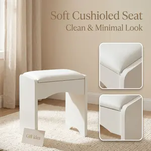 White Cushioned Vanity Stool, Shoe-changing Stool, Small Stool, Suitable for Bedrooms/dormitories