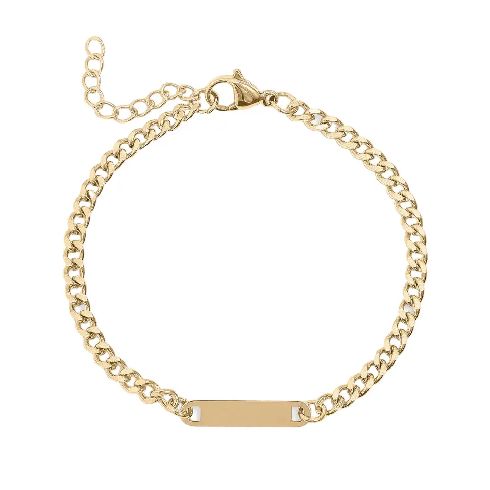 Engravable Signature Curb Bar Bracelet