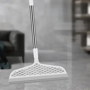 Long Handle Broom, 180° Rotatable Detachable Head Squeegee, Double-sided Silicone Brush, Suitable for Hard Floors and Carpets