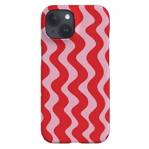 Vertical Wave Phone Case Cute Stripes Cover for iPhone 17 16 15 14 13 12 11 Pink Red For Christmas
