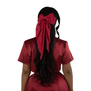 Burgundy Silky Satin Hairbow