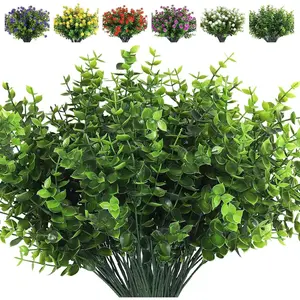 8 Bundles Artificial Eucalyptus Artificial Grasses Fake Greenery Boxwood Stems Fake Plants and Greenery Springs for Farmhouse,Home,Garden,Office,Patio,Wedding and Indoor Outdoor
