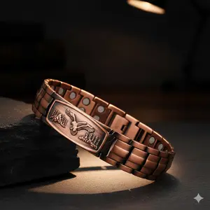 Men's Vintage Magnetic Alloy Bracelet - Bohemian Style Eagle Carving Design, Magnetic Closure for Secure Fit, Durable Jewelry for Casual Attire, Stylish Gift for Men, Men's Fashion Accessory with Statement Piece Potential Gift Box with Adjustable