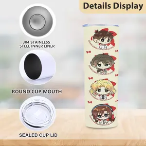 20oz Stainless Steel Tumbler, Neon Genesis Evangelion Anime Pattern Insulated Water Bottle, Vacuum Thermos Flask, Straight Skinny Cup, TikTok Viral Anime Aesthetic Drinkware for Home Office School, Summer Cool Bottle