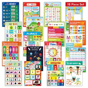 DeerSen Children's Educational Posters - Set of 18 Posters for Early Childhood Education, Suitable for Ages 1-6 - Classroom and Home Decoration - Essential for Elementary, Preschool, and Kindergarten - Early Childhood Education