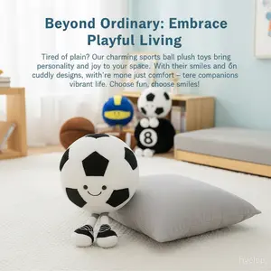 Smiling Soccer Buddy Plush Pillow 8 Inches Diameter Soft Cuddly Toy for Sports Fans Creative Gift Soccer Basketball Football Ultra-Soft Huggable Design