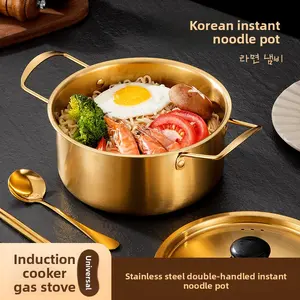 3 Piece 18cm 20cm 22cm Stainless Steel Noodle Pot Small Cookware Ramen Pot Cooking Pot with Handles for Home Kitchen Use