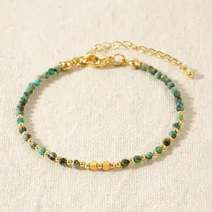 1PC Iron Gallstone Square Bead 2mm Copper Bead Semi precious Stone Bracelet Bohemian Style Daily Stacked Beautiful Jewelry