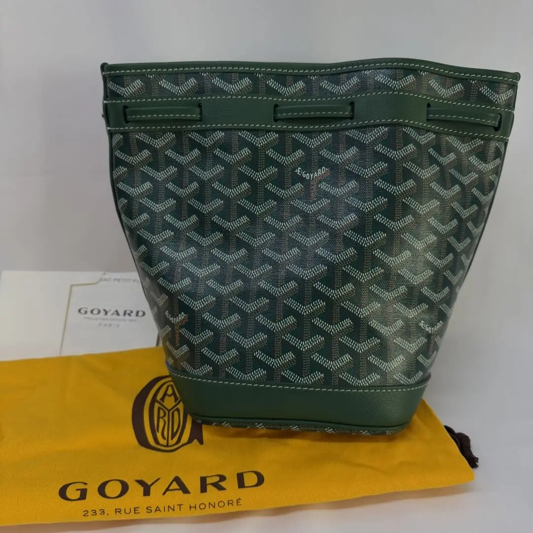 Pre-owned Goyard Petit Flot Bucket Bag in Green Goyardine Canvas (B2507050)