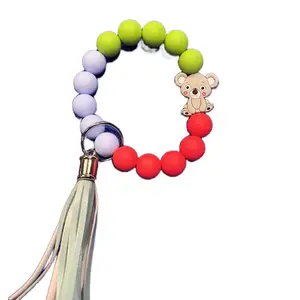 Koala Keychain Wristlet - Colorful Beads with Animal Design, Includes Tassel, Ideal for Everyday Use