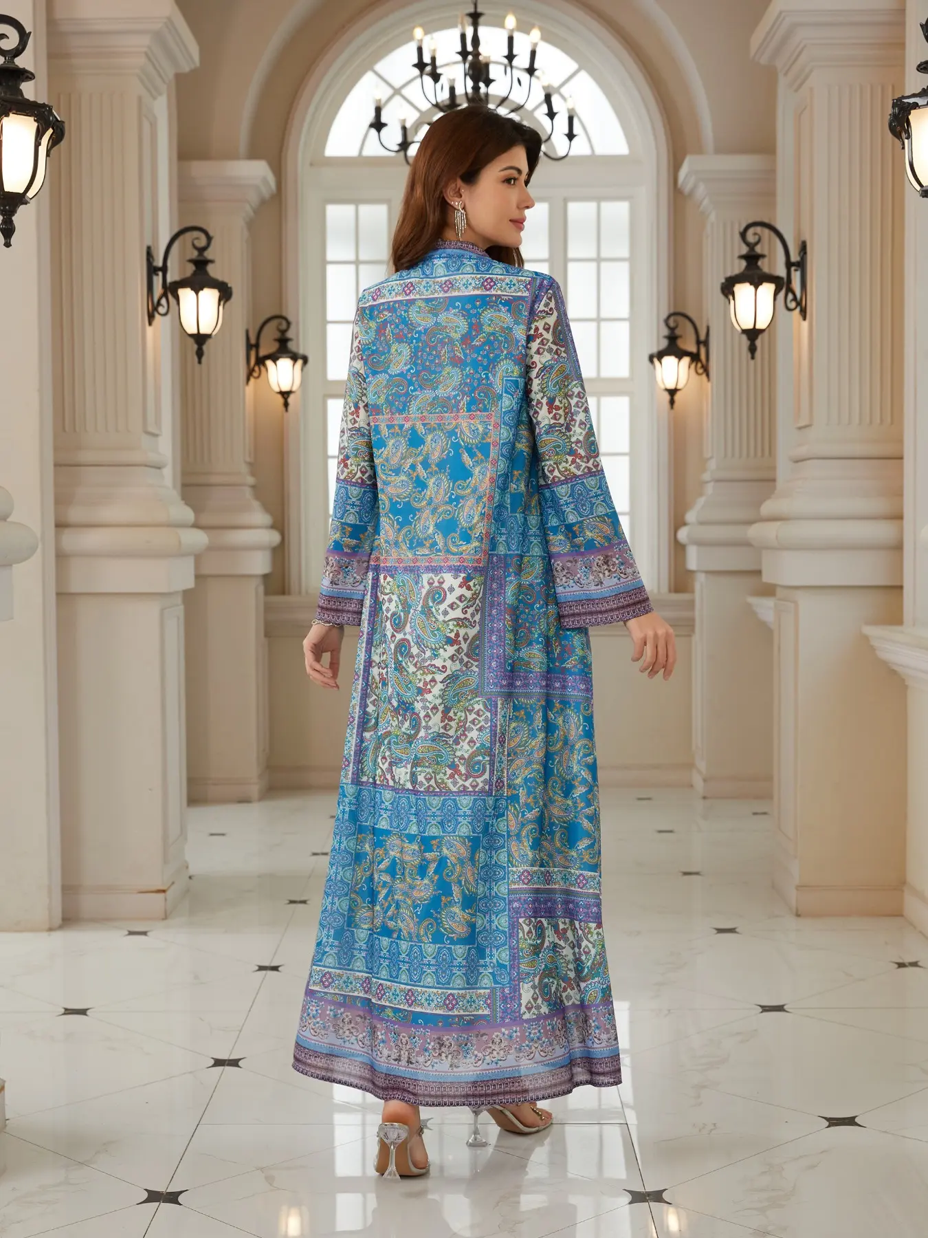 Bohemian Print Beaded Kaftan Dress, Ethnic Print Kaftan, Long Evening Gown  Abaya Style Jalabiya, New Middle Eastern Women Fashion, Elegant Party Wear  - TikTok Shop