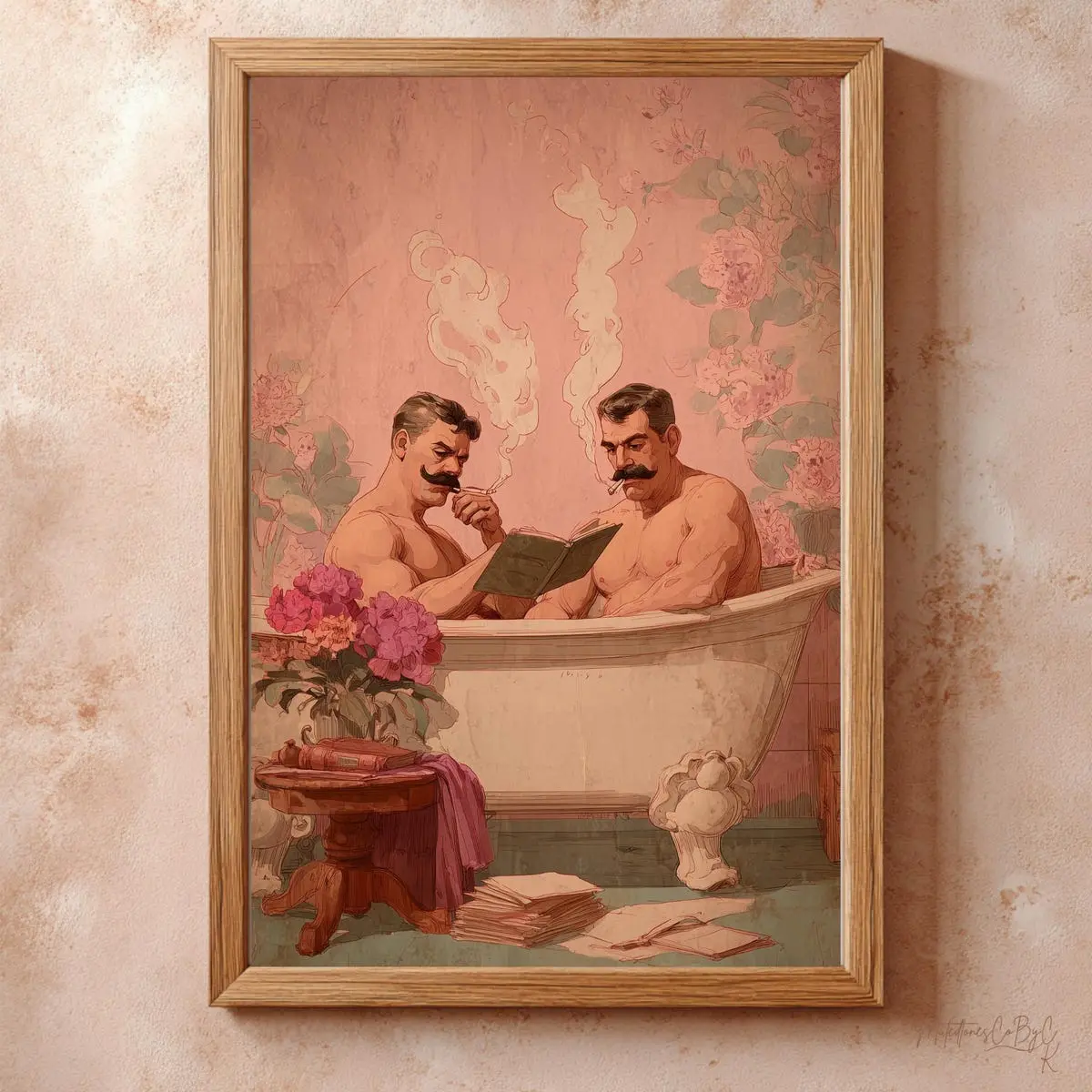 Vintage Gay Art Poster, Unframed, 5 Sizes 8x12-27x40", Queer Bathroom Decor, Funny LGBTQ Wall Art, Gift for Him