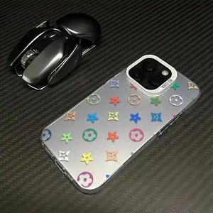 Vibrant Multicolored Monogram Prints For iPhone17 16 15 14 promax 16pro 15pro 13 12 11 Case, Clear Case Simple Camouflage TPU Shockproof Protective Case Stylish Patterns phone case