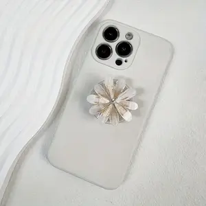 Luxury Daisy Rhinestone Sparkle Phone Air Cushion Stand, Adhesive Extendable Colorful Glitter Flower Push Pull Phone Holder