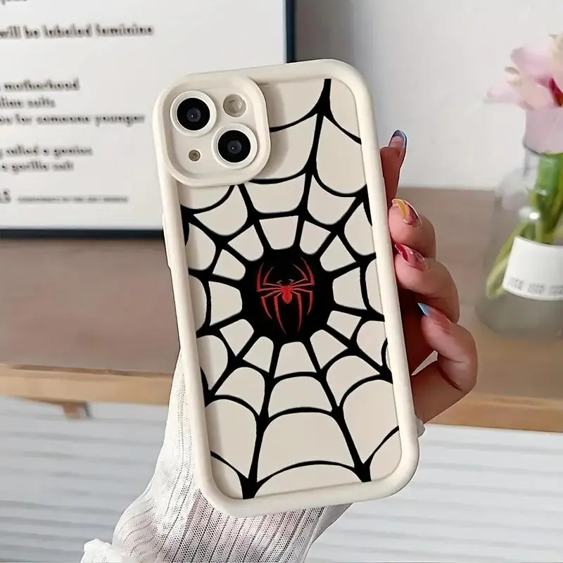 Red Spider Pattern Case for iPhone 17 16 15 14 Pro Max 13 12 11 Air XR XS E Plus Shockproof Non Slip Military-Grade Protection Silicone Cover