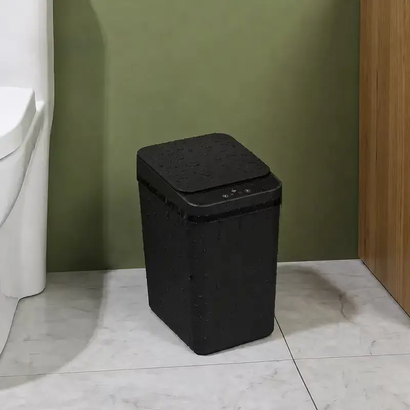 Waterproof 2.2 Gal Black Touchless Smart Motion Sensor Trash Can, Small Narrow Electric Lidded Bin for Bathroom, Office, Home Supplies Party Gifts