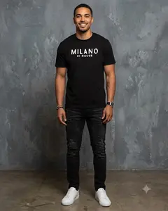 Men's Lux Signature Tee Premium Heavyweight Lettering Tee | "Milano Di Rouge" Bold Block Font Shirt  Menswear Tops