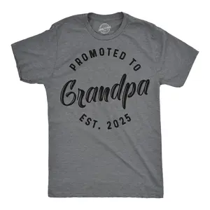 Mens Funny T Shirts Promoted to Grandpa 2025 Sarcastic Family New Baby Graphic Tee for Men Mens Funny T Shirts Cool Vintage Fashion T-Shirt Gift Classic Menswear Dad Joke Apparel for Men Funny Grandpa Short Dark Grey