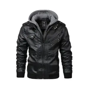 European and American autumn and winter faux leatherjacket men's PU leather casual motorcycle jacket autumn andwinter fashion brand heavy workmanship men's handsomeGift