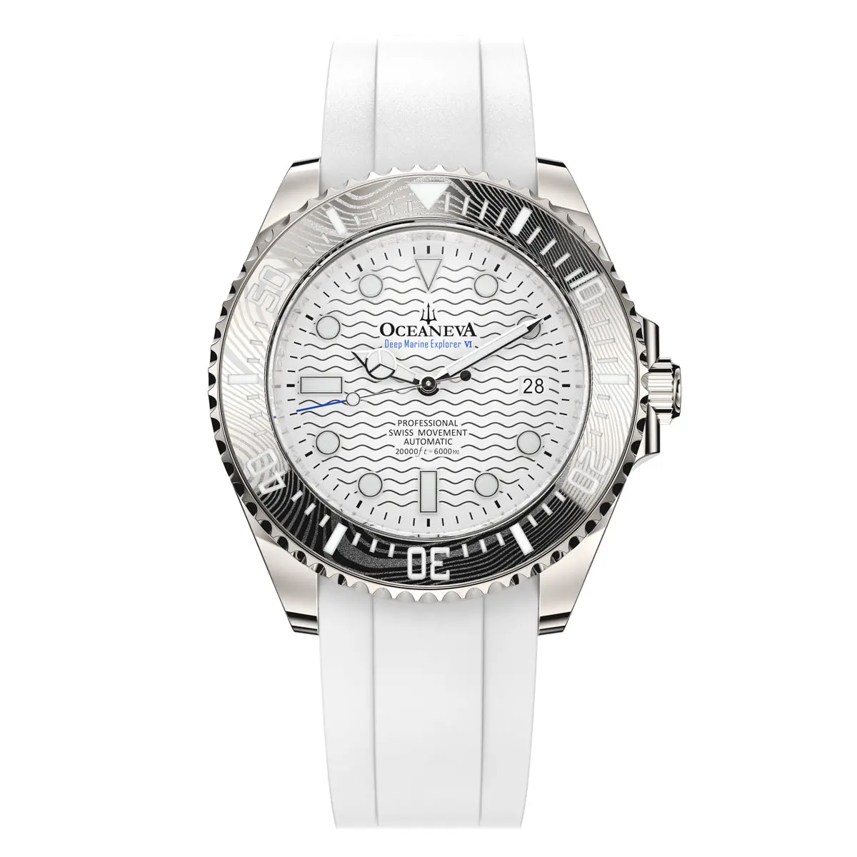 Oceaneva Deep Marine Explorer VI 6000m Grade 5 Titanium Automatic Watch White Dial 44mm Case 6000m Water Resistance Swiss Made Movement