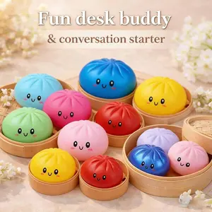 Glitter Dumpling Squishy, Colorful Dumpling Squishes Stress Balls with Steamer, Blind Box Easter Gifts, Soft Squeeze Decompression Dough for Adults
