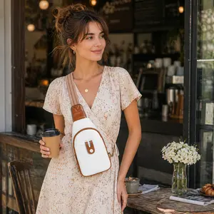 Women's Sporty Chic Faux Leather Crossbody Messenger Bag - Compact Shape, Lightweight, Spacious, Practical, Anti-Theft, Plain, Multi-Functional, Adjustable Strap, Zip Closure, On-The-Go Shoulder Bag for Gym, Travel - Mother's Day Gift