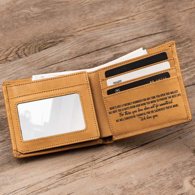 Personalized gift from the best dad to the father, personalized fist leather wallet