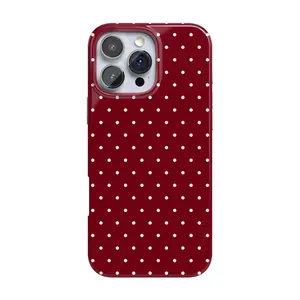 Casely iPhone 16 Pro Case | On the Dot | Maroon Polka Dot | Compatible with MagSafe | Classic Ultra Thin Design