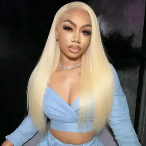 [26 Inch Only $139] STERLY 200% Density #613 Blonde 13x6 Long Straight Full Lace Frontal Body Wave Wigs Fashion Color blonde Wig Smooth HD Transparent Lace Front Wig