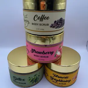 Glow Up Body Scrub Pack – 4-in-1 Natural + free turmeric body oil .Skincare Bundle  Exfoliate • Brighten • Detox • Nourish Turmeric, strawberry, coffee, morninga& Cerasee tea tree