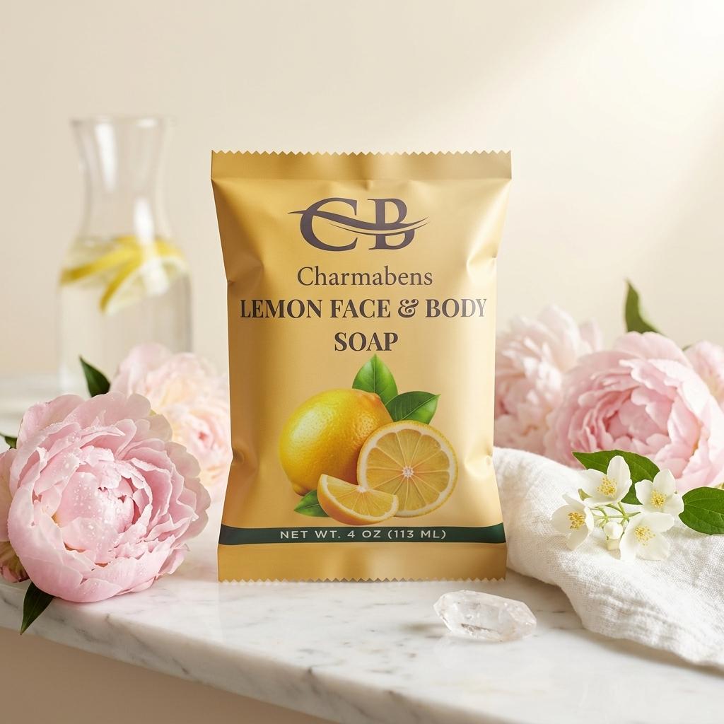 Charmabens Lemon Face & Body Soap – Refreshing Cleansing Bar with Lemon Extract | Smooth & Clean Skin (4oz)