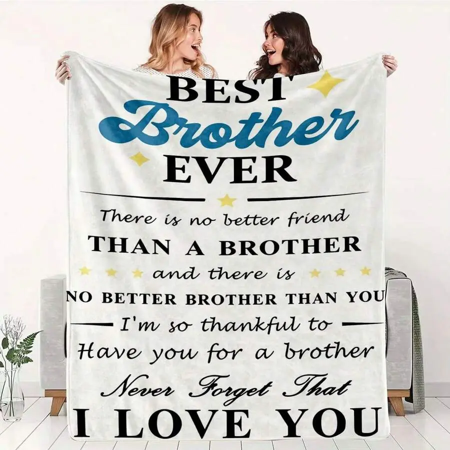 1pc Best For Brother Ever  Soft Flannel Throw With Heartfelt Message All Season Cozy  For Sofa Bed Birthday Christmas Thanksgiving Gift For Brother No Better Friend Than A Brother Print Flannel  pr flag Cute Cartoon Highland Cow holiday unique christian