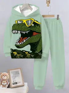 Minecraft Themed Kids Hoodie Set, Casual Fitted Short Pants, Geometric Pattern, Daily Wear, All Seasons, Home Entertainment