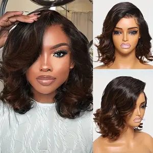 Wholesale NEW Arrived 2025 New Fashionable New 2025 Arrivals UNice 13x4 Lace Frontal Human Hair Wig Bye Bye Knots Chestnut Brown Ombre Spiral Curls Pre Everything Lace Wig