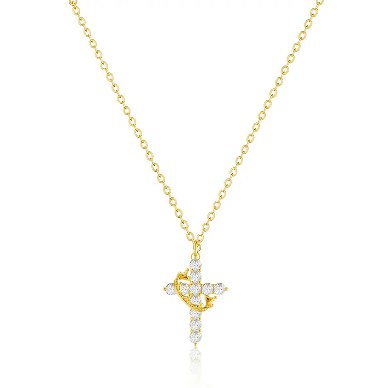 FREEKISS Simple Crown & Cross Pendant Choker Necklace For Women & Men & Girls Pretty Crown Cross Necklace For Daily Clothing Decor Trendy All-match & Exquisite Jewelry For Gift For Christmas Gift trending Jewellery Charm FallDealsForYou BlackFriday