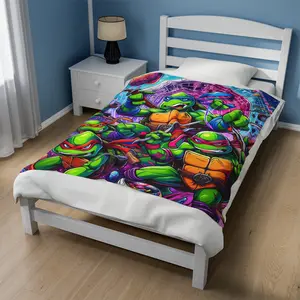 Ninja Turtles Plush Blanket, Kids Room Decor Gift, Soft Warm Holiday Throw, Cozy Fleece Bedding, Teenage Mutant Ninja Turtles Bedroom