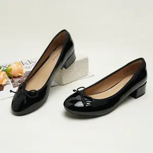 JENN ARDOR Women's Black Chunky Block Heel with Bow Round Head Slip-On Shoes Comfortable Elegant Kitten Heels for Office & Leisure Platform Wedges platform heels wedges heels women's shoes
