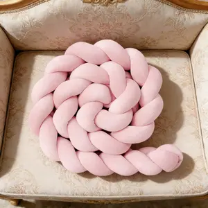 Handmade Soft Braided Knot Pillow, 2M/3M/4M/5M Long Breathable Cotton Rail Guard, Aesthetic Room Decor Cushion,  home sofa