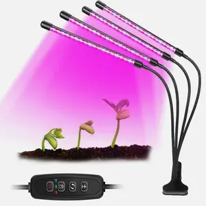 LED Grow Light Full Spectrum Plant Growing Lamp 4 Heads with 360 Degree Gooseneck Clamp Mount for Indoor Plants