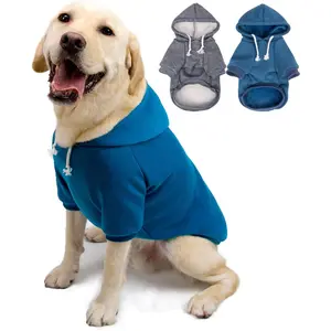 2-Pack Dog Hooded Sweaters & Jackets Soft Dog Hoodie for Small Medium Large Dogs Cats All-Season Comfort Fit Stylish Pet Apparel Accessories (Blue, Dark Grey, Large)