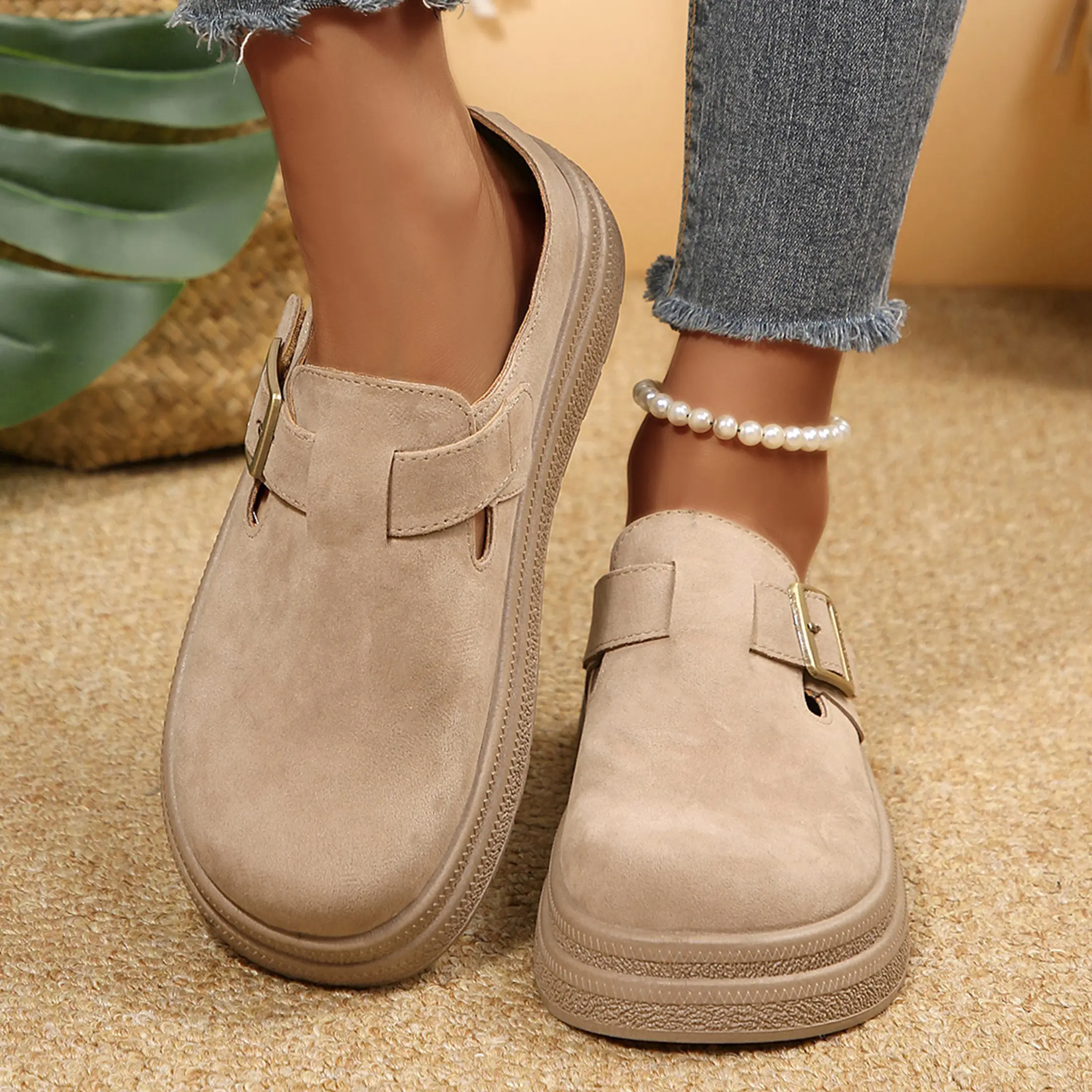 Women's Loafers Non-Slip Suede Platform Clogs Potato Shoes Comfortable for All Occasions