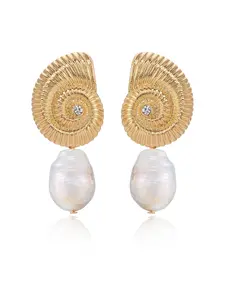 Ettika Freshwater Pearl & Crystal Earrings 18k Gold Plated Zinc Glass Crystal 1.8" Elegant Lightweight Jewelry for Adults