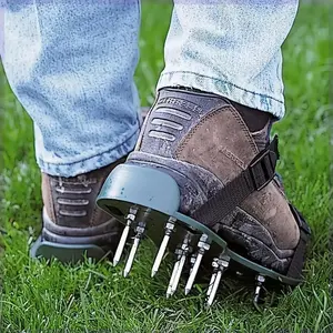 Manual Soil Aerator Shoes, 1 Pair Lawn Aeration Shoes, Grass Aeration Sandals, Plastic Lawn Aerators Tool with Self-leveling Epoxy for Garden and Yard