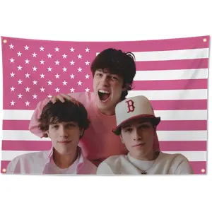Sturniol Triplets Merch, Sturniolo Pink American Flag Wall Banner, 3x5 Ft, Decorative Polyester with Brass Grommets