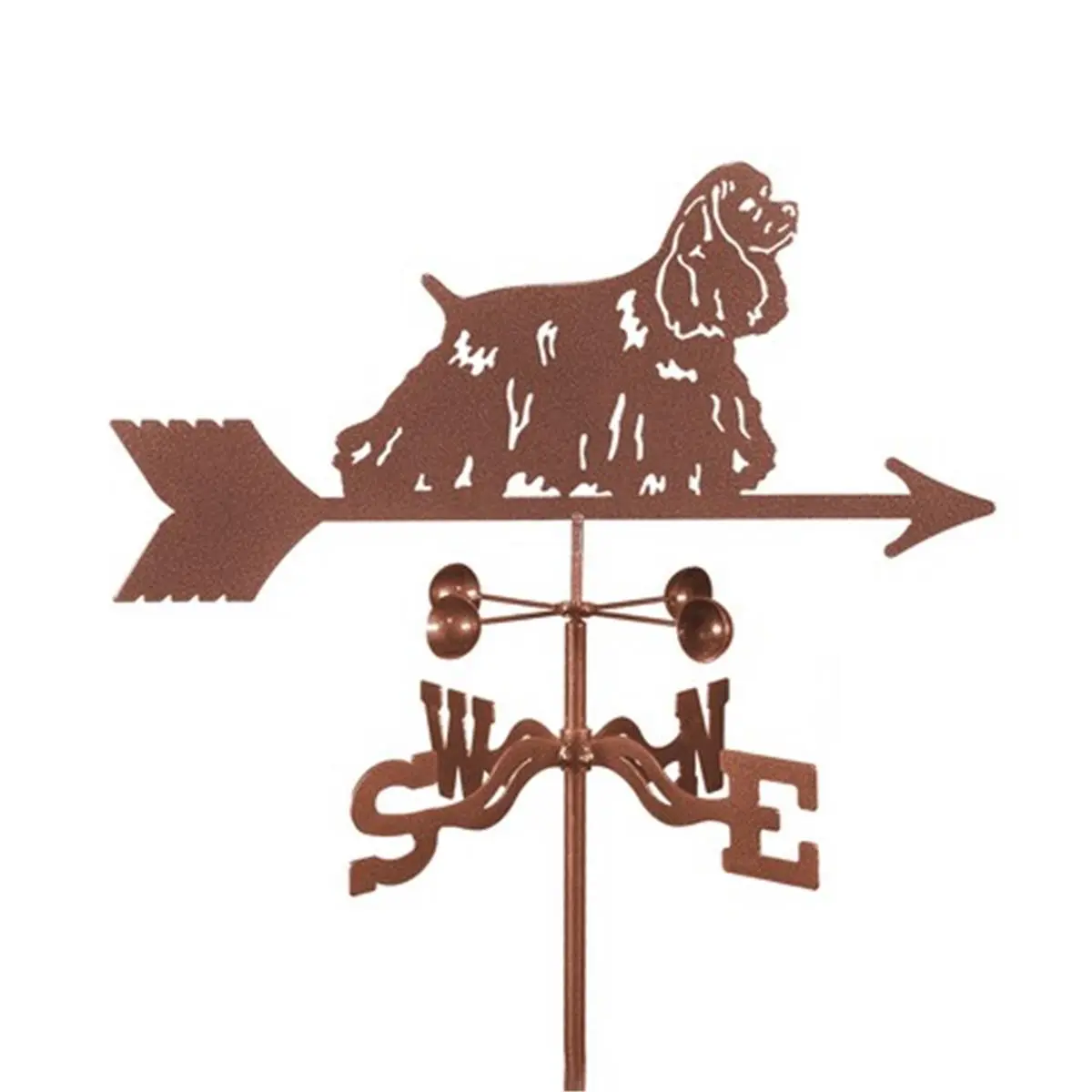Cocker Spaniel Dog Weathervane, 14-Gauge Steel Construction, 25" H x 21" W x 9" L, 3 Protective Coatings, Deck Mount, Easily Installs for Garden Decor Home Improvement