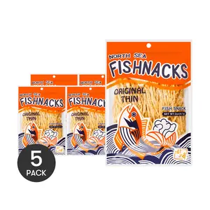 5Packs NORTH SEA Fishnacks - Dried Mixed Fish Jerky Strips, 0.2oz/Pack