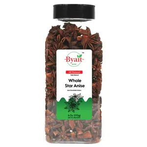 Byait Whole Star Anise 6 Oz, Premium Dried Chinese Anise for Tea, Baking, Beverages, and Cooking, All Natural Flavor Spice