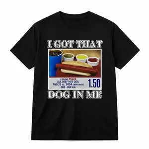 HAGBDH Cotton Oversized T-Shirt, Unisex Graphic Print Tee Featuring I Got That Dog In Me Hot Dog Combo Design, Funny Meme T-Shirt for Casual Streetwear Outfits outdoorfun