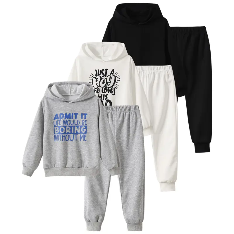 6-piece set, autumn and winter boys' hooded sweatshirt and pants set, boys' casual long sleeved sweatshirt and pants set