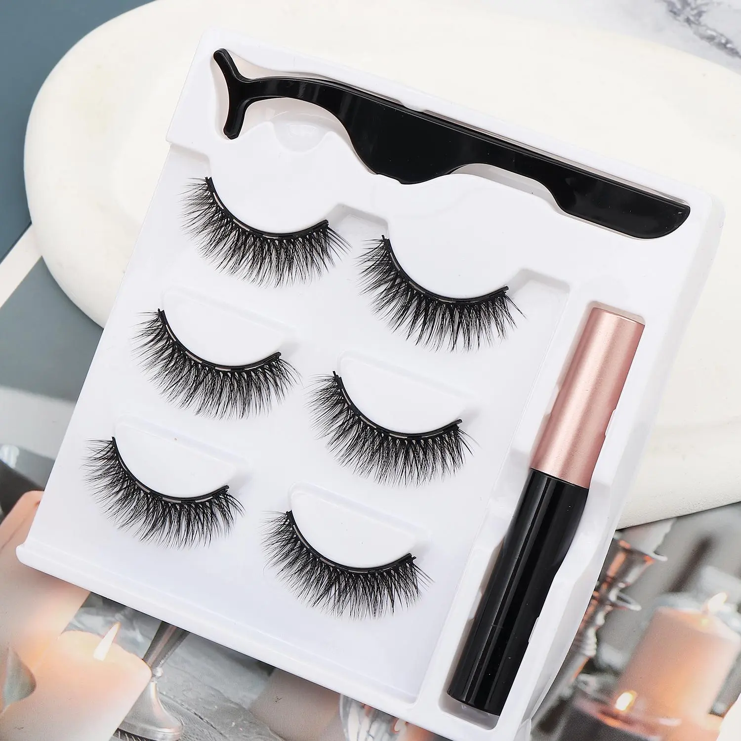 Magnetic Eyelashes with Applicator, 1 Set 3 Pairs Reusable No Glue Needed Natural Look Eyelash Extensions with Tools, Eye Makeup Product for Women & Girls, Cosmetic, DIY Eyelash Extensions, DIY Dramatic Lashes, Cosmetic False Lashes